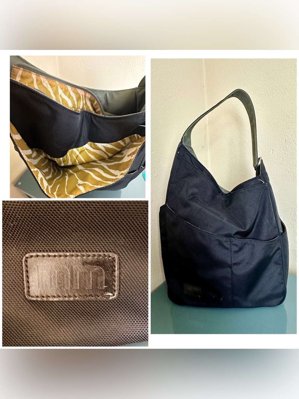 Maggie Mather (MM)  Tennis Tote or Pickle Ball Shoulder Bag Black Gym Modern.